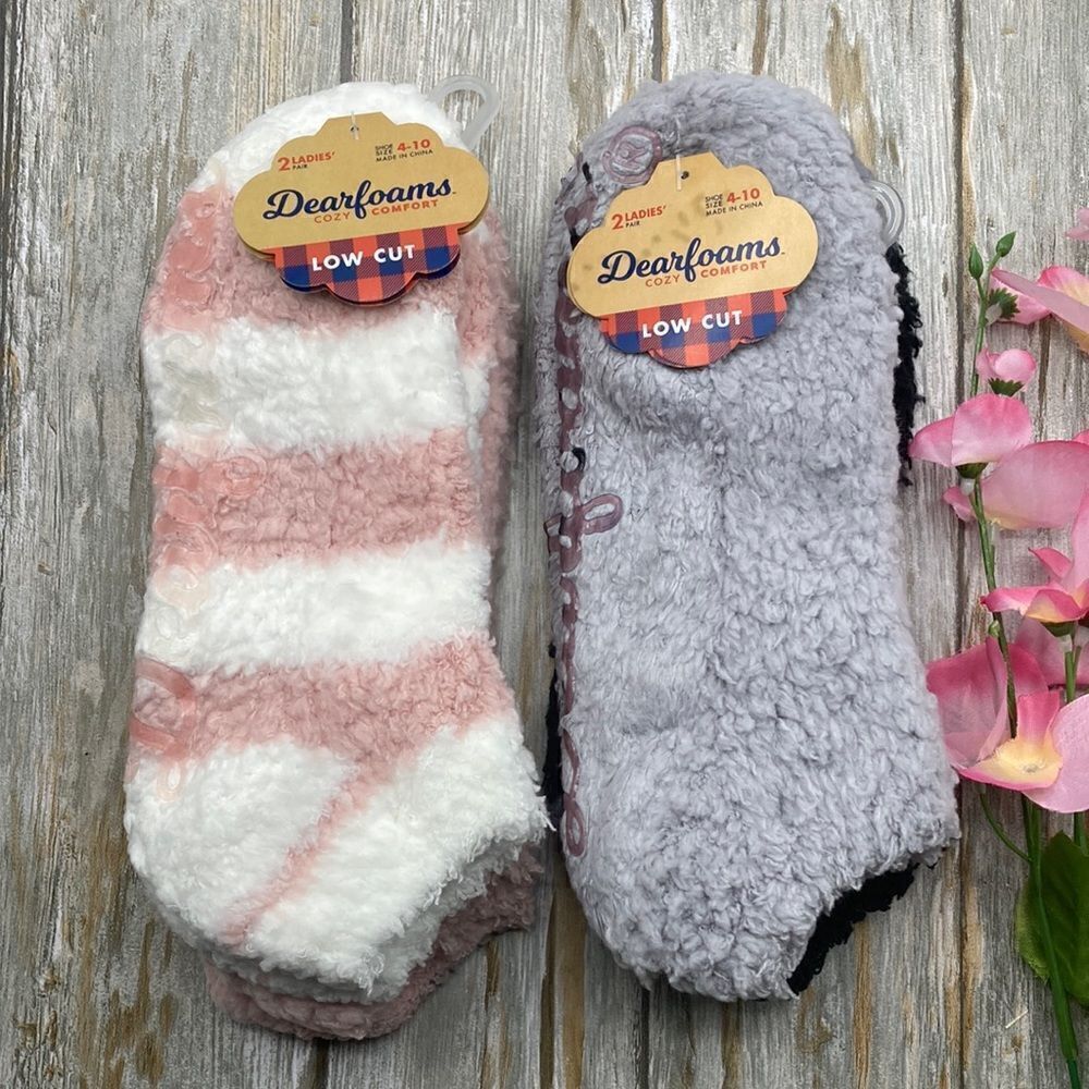 Women’s Dearfoams Ultra Soft Fuzzy Slipper Socks 2, 2-Packs Shoe Size 4-10